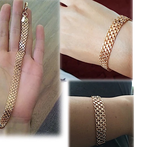 NEW ROSE GOLD FILLED 12MM VENITIAN CHAIN LINK BRACELET - Picture 5 of 8